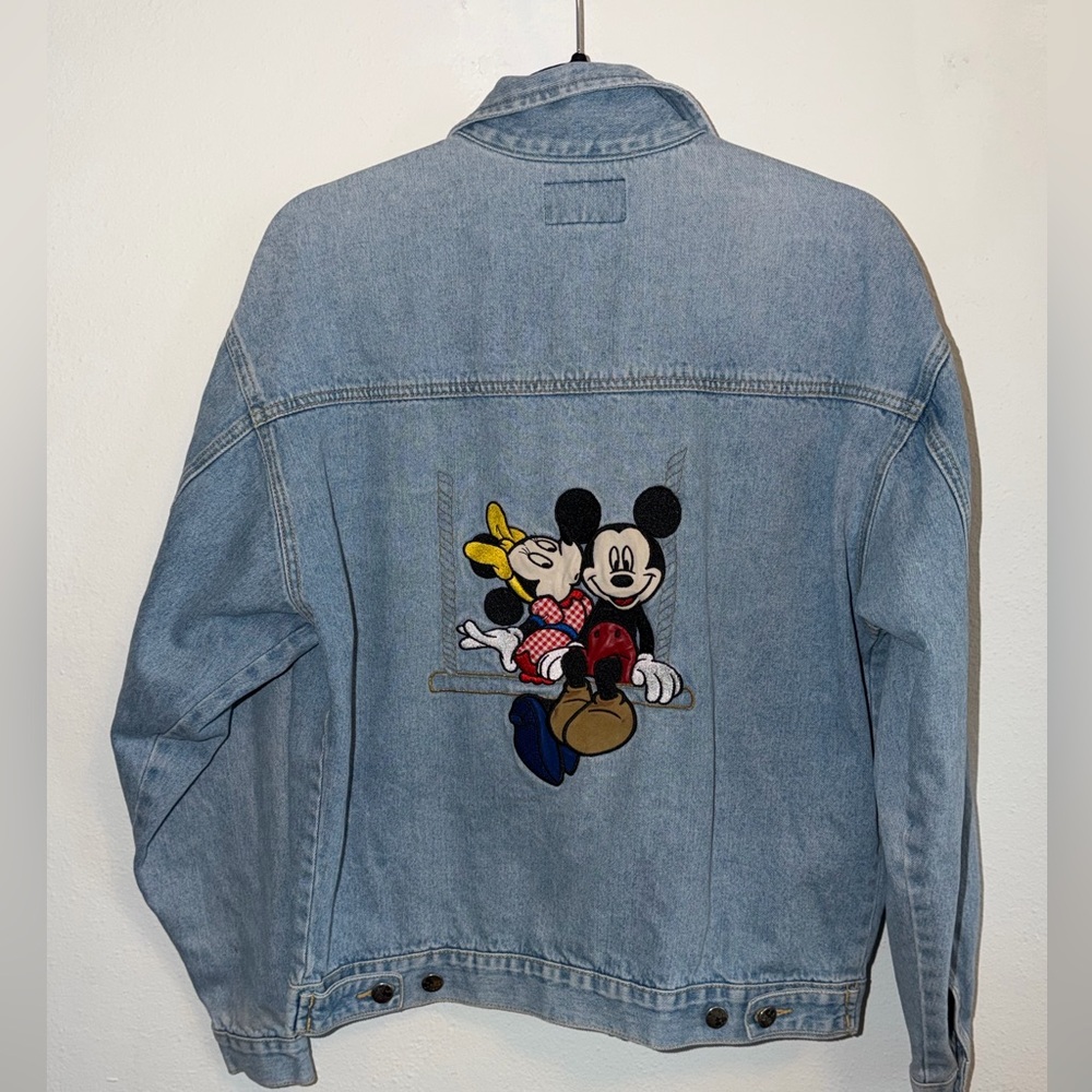 VTG. Mickey BY Jerry Leigh Mickey and Minnie Embroidered Design Jean Jacket - Picture 2 of 14